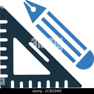 Drawing tools icon, education, geometry equipment isolated on white background. Simple vector illustration for graphic and web design. Stock Vector