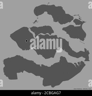Zeeland, province of Netherlands. Bilevel elevation map with lakes and ...