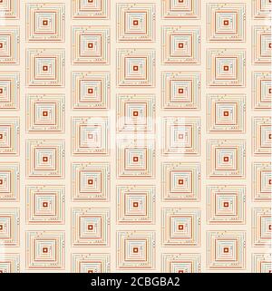 Thin squares with small circles seamless pattern. Geometry simple square in square vector pattern as african ethnic motives Stock Vector
