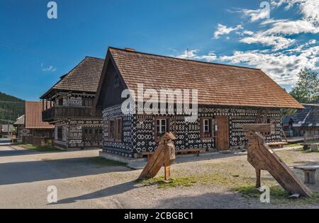 Historic Ondrej Gregor House in village of Cicmany, Strážov Mountains, Zilina Region, Slovakia Stock Photo