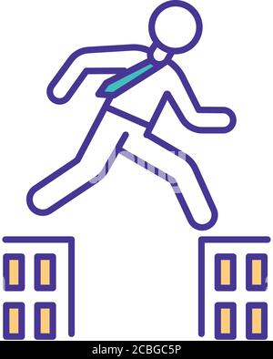 Employee relocation RGB color icon Stock Vector