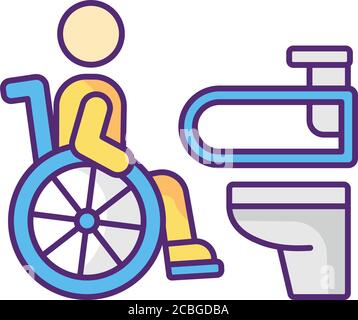 Accessible toilet RGB color icon Stock Vector