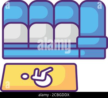 Accessible seating RGB color icon Stock Vector