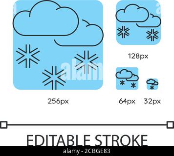 Scattered snow turquoise linear icons set Stock Vector