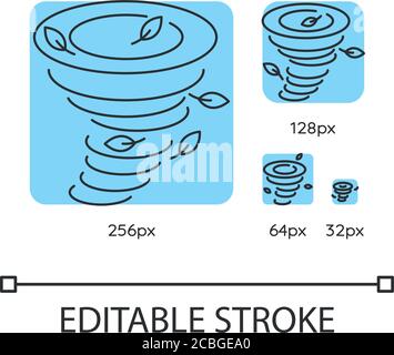 Tornado turquoise linear icons set Stock Vector