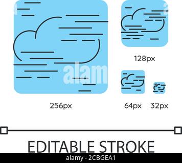 Fog turquoise linear icons set Stock Vector