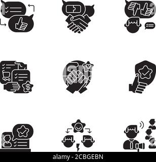 Soft skills black glyph icons set on white space Stock Vector