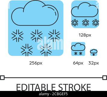 Snow turquoise linear icons set Stock Vector