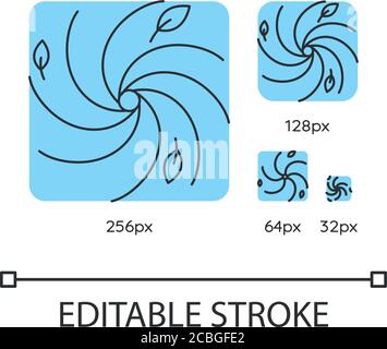 Hurricane turquoise linear icons set Stock Vector