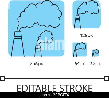 Smoke turquoise linear icons set Stock Vector