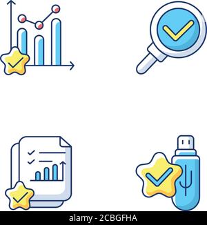 Data research chemarks RGB color icons set Stock Vector