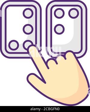 Braille directions RGB color icon Stock Vector