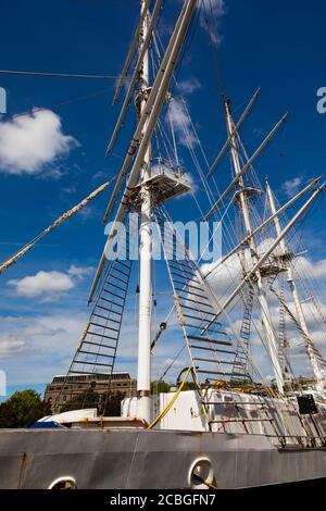 “Lord Nelson” sail training ship, awaiting de-commissioning at Princes Wharf, Harbour, Bristol, England. July 2020 Stock Photo