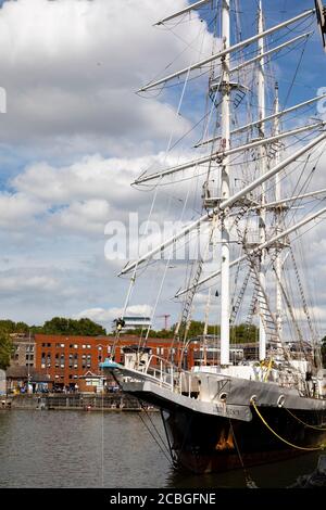 “Lord Nelson” sail training ship, awaiting de-commissioning at Princes Wharf, Harbour, Bristol, England. July 2020 Stock Photo