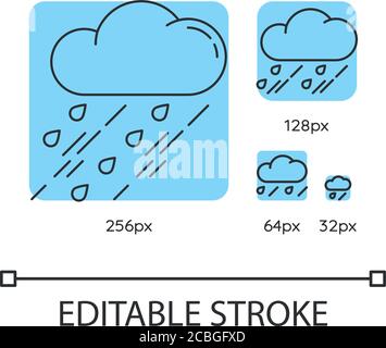 Showers turquoise linear icons set Stock Vector
