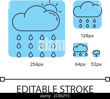 Drizzle turquoise linear icons set Stock Vector
