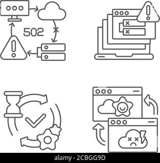 Network notifications linear icons set Stock Vector
