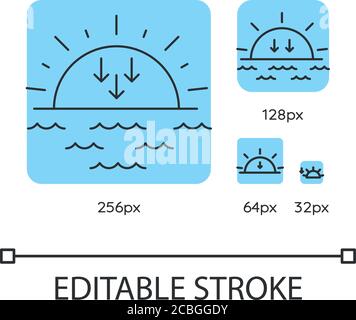 Sunset turquoise linear icons set Stock Vector
