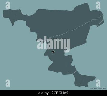 Shape of Jigawa, state of Nigeria, with its capital isolated on a solid color background. Colored elevation map. 3D rendering Stock Photo