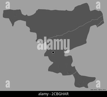 Shape of Jigawa, state of Nigeria, with its capital isolated on a solid color background. Bilevel elevation map. 3D rendering Stock Photo