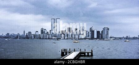 New York City Skyline, Twin Towers  Pre-9/11 Stock Photo