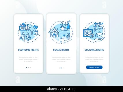 Human rights groups onboarding mobile app page screen with concepts Stock Vector