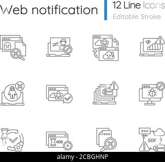 Web notifications linear icons set Stock Vector