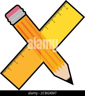 Pencil and ruler icon Stock Vector