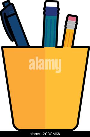 Pencils in a pencil holder Stock Vector