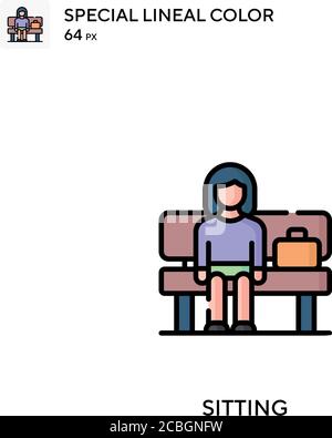 Sitting special lineal color vector icon. Sitting icons for your business project Stock Vector