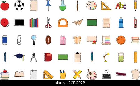 Set of school tools icons Stock Vector