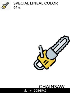 Chainsaw special lineal color vector icon. Chainsaw icons for your business project Stock Vector