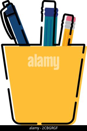 Pencils in a pencil holder Stock Vector