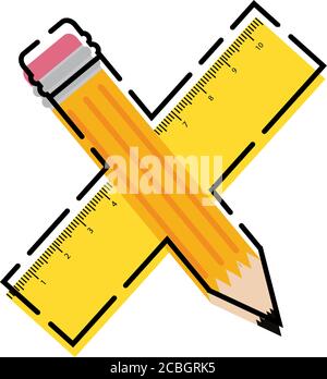 Pencil and ruler icon Stock Vector