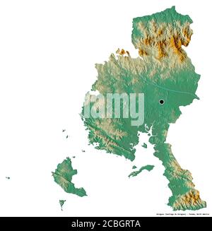 Shape of Veraguas, province of Panama, with its capital isolated on white background. Topographic relief map. 3D rendering Stock Photo