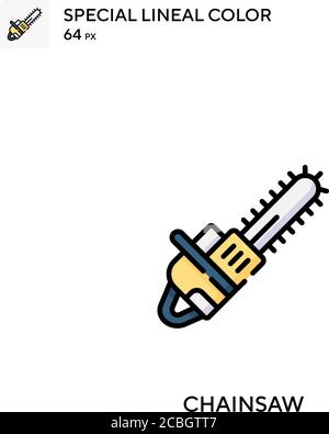 Chainsaw special lineal color vector icon. Chainsaw icons for your business project Stock Vector