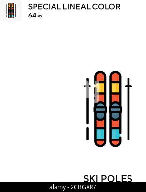 Ski poles special lineal color vector icon. Ski poles icons for your business project Stock Vector