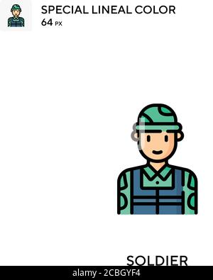 Soldier special lineal color vector icon. Soldier icons for your business project Stock Vector