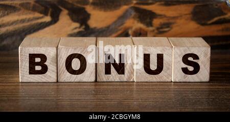 BONUS word made with building blocks. Social or business concept Stock Photo
