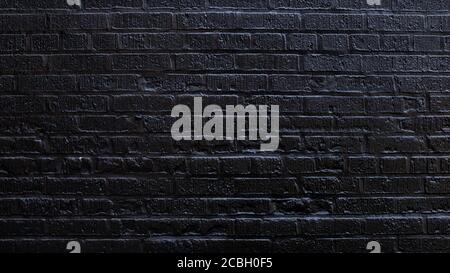 Brick Wall Painted Black Stock Photo