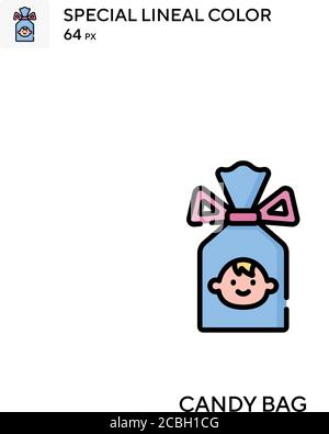 Candy bag special lineal color vector icon. Candy bag icons for your business project Stock Vector