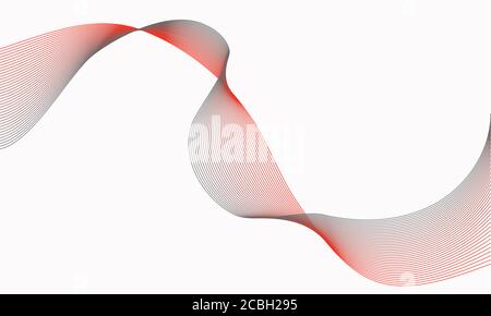 Vector design elements with wave of many red lines for card and ivitation. Abstract vertical stripes on white isolated background for web and social Stock Vector
