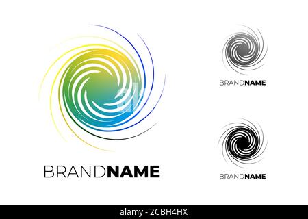 Initial abstract business company logo. Corporate identity logotype design. Circle energy swirl rotation brand symbol concept. Colorful vector icon eps illustration Stock Vector