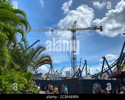 Orlando,FL/USA- 6/13/20: The new Jurassic Park rollercoaster under construction in Universal Studios  in Orlando, Florida. Stock Photo