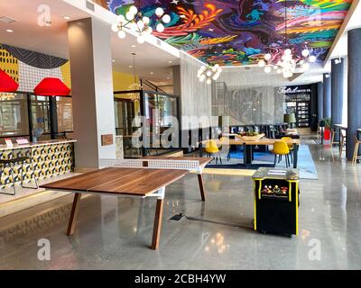 Orlando,FL/USA- 6/3/20: The  entrance and lobby lounge of the Pixon apartment complex in Lake Nona in Orlando, Florida. Stock Photo