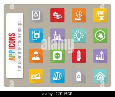 Alternative energy icons set Stock Vector