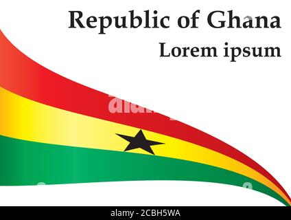 Flag of Ghana, Republic of Ghana. Template for award design, an official document with the flag of Ghana. Bright, colorful vector illustration. Stock Vector