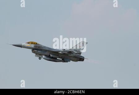 BANGKOK THAILAND - January 2019 : Flying display and aerobatic show of F-16 on Children's Day at Royal Thai Airforce Base Donmuang. Stock Photo