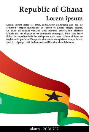 Flag of Ghana, Republic of Ghana. Template for award design, an official document with the flag of Ghana. Bright, colorful vector illustration. Stock Vector