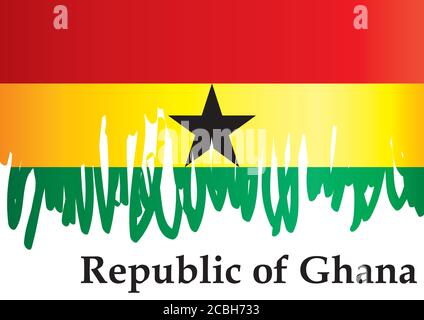 Flag of Ghana, Republic of Ghana. Template for award design, an official document with the flag of Ghana. Bright, colorful vector illustration. Stock Vector